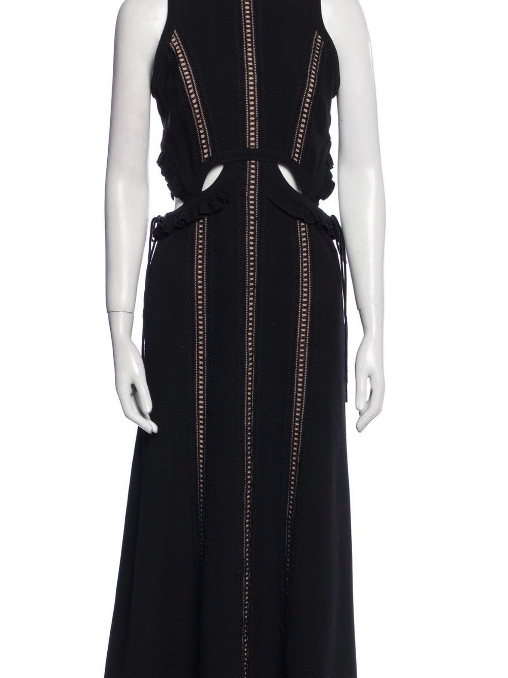 Self-Portrait Black Midi Dress with Cutout Lace Panels